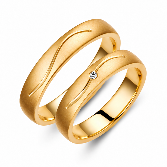 Wavy 4mm Diamond Wedding Bands Set