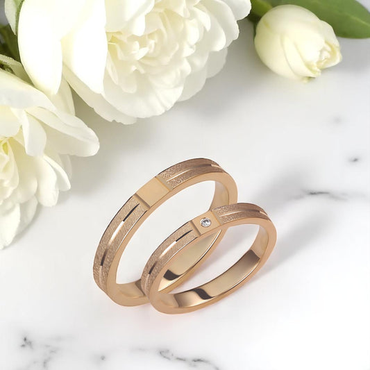 Textured 3mm Diamond Wedding Bands Set