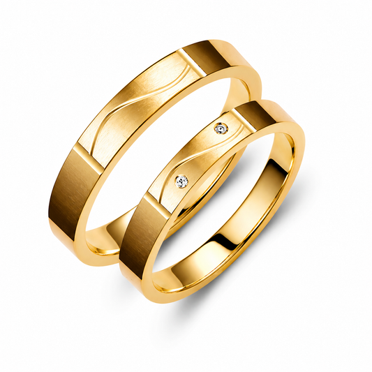 Wavy 3mm Diamond Wedding Bands Set