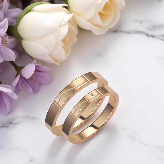 Wavy 3mm Diamond Wedding Bands Set