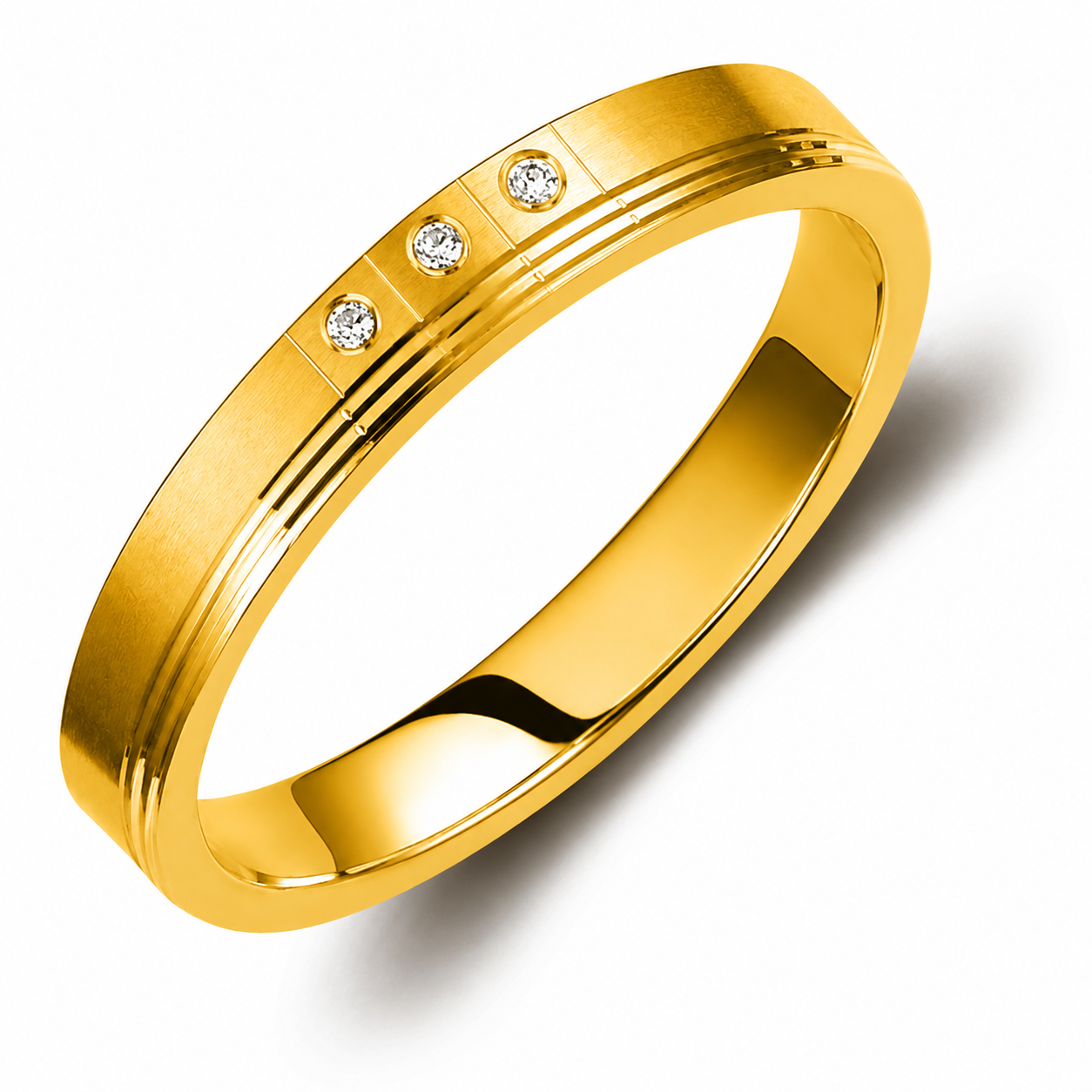 Two-Tone 3.5mm Wedding Bands Set with Diamonds