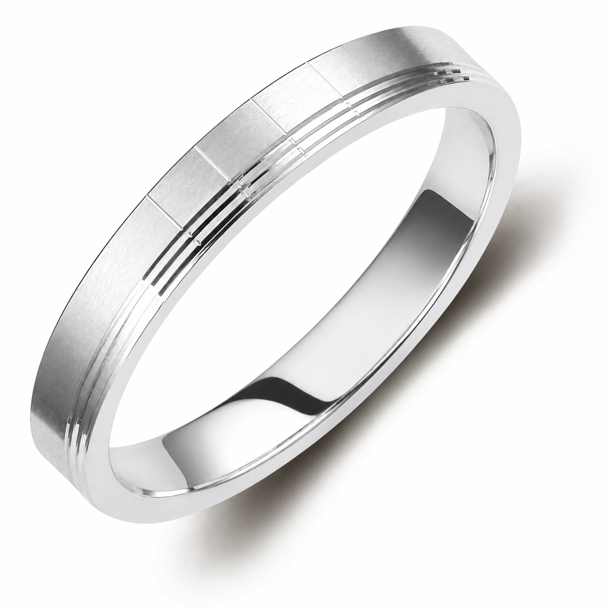 Two-Tone 3.5mm Wedding Bands Set with Diamonds