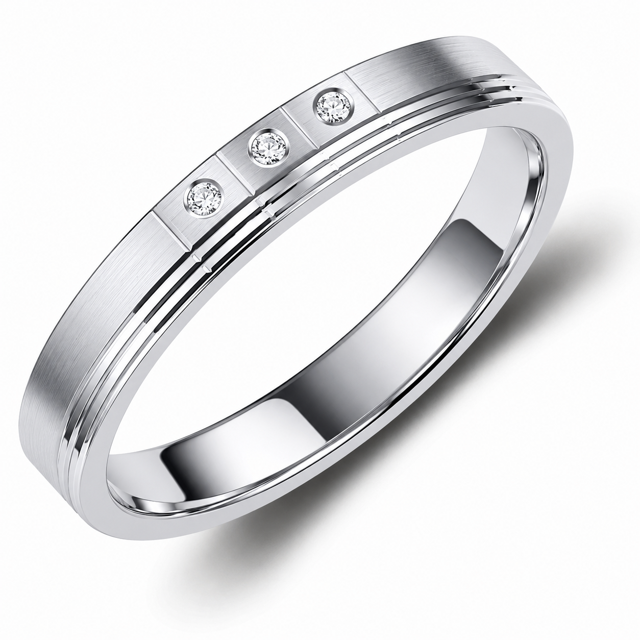 Two-Tone 3.5mm Wedding Bands Set with Diamonds