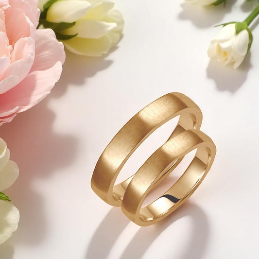 Asymetrical 3.5mm Wedding Bands Set