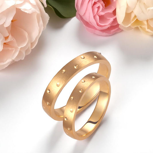 Brushed 3.5mm Wedding Bands Set with Dots
