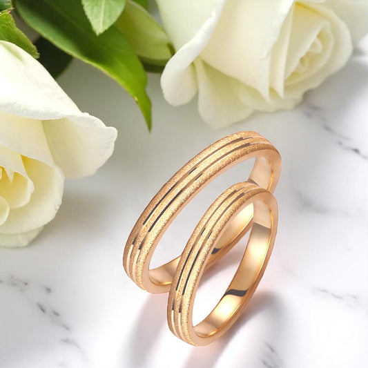 Diamond Cut 3mm Wedding Bands Set