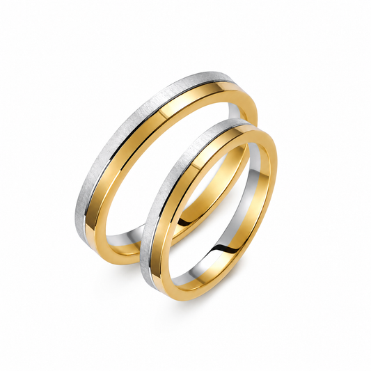Two-Tone 3mm Wedding Bands Set