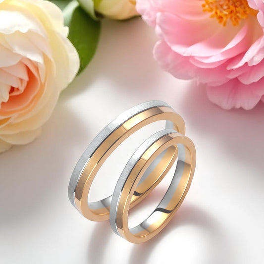 Two-Tone 3mm Wedding Bands Set