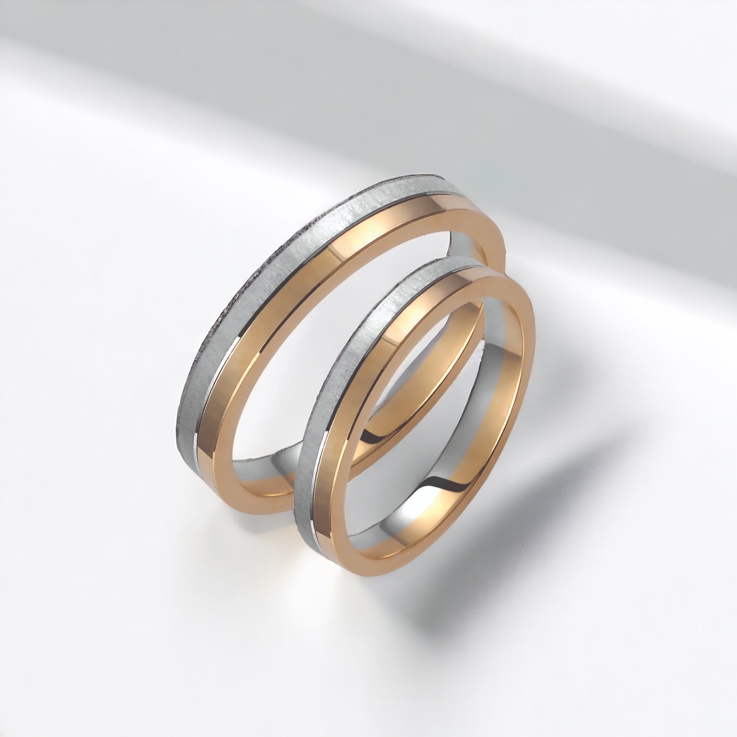 Two-Tone 3mm Wedding Bands Set