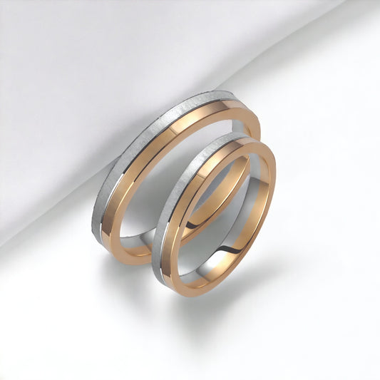 Two-Tone 3mm Wedding Bands Set