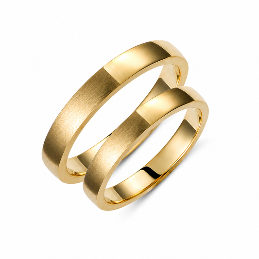 White Gold Wedding Bands Set – Classic Matching His & Hers Rings with Brushed Finish