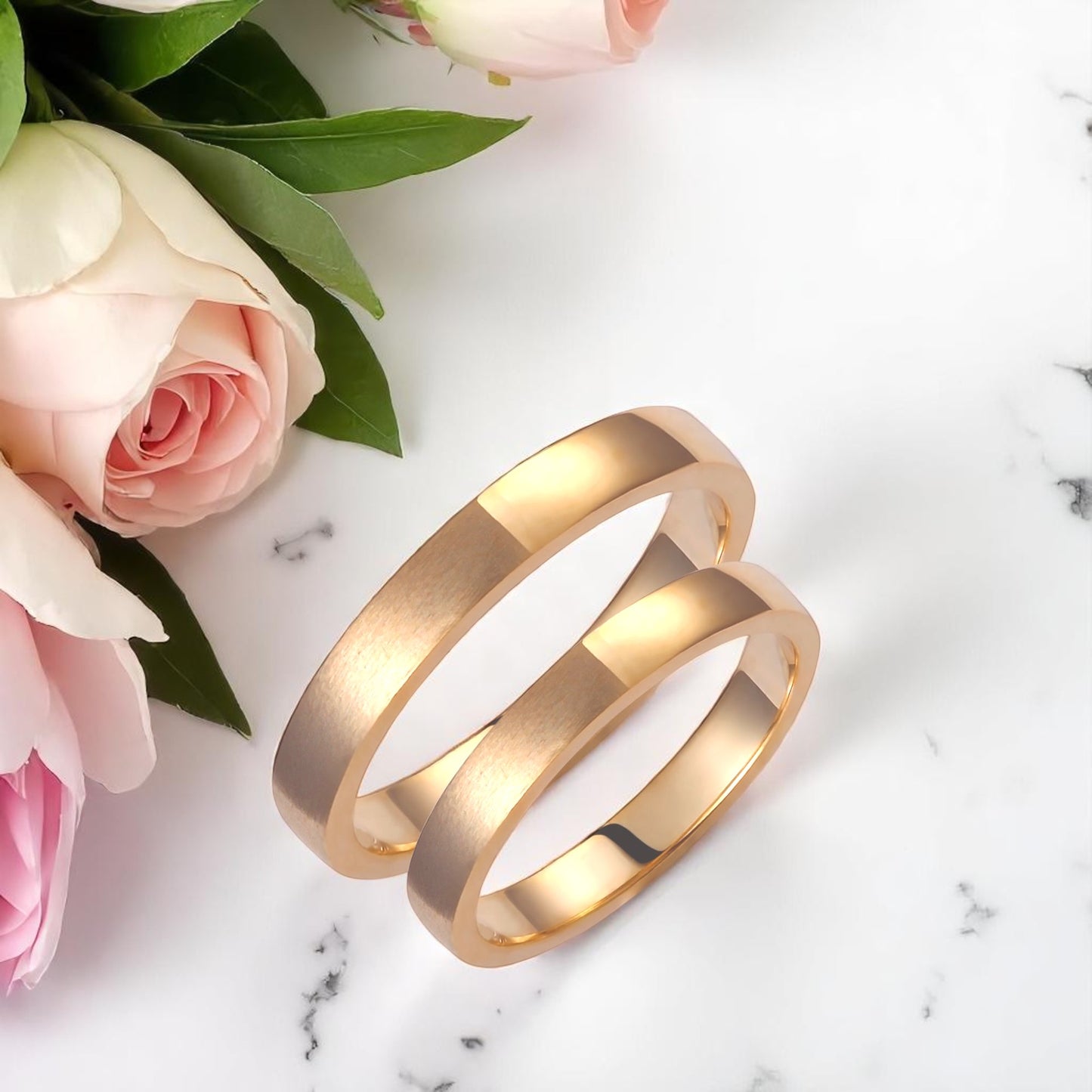 Solid Gold 3mm Wedding Bands Set