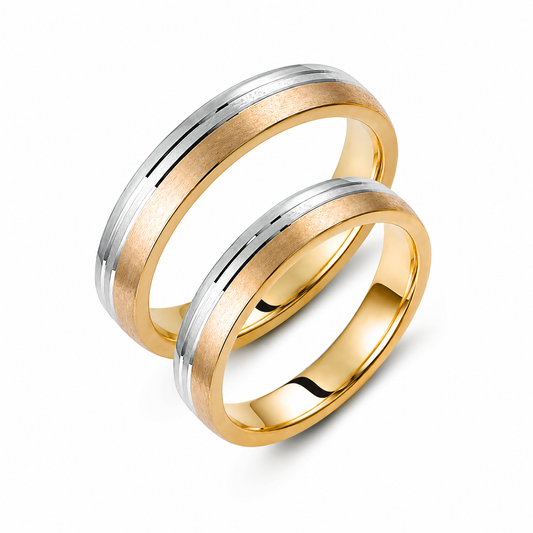 Two-Tone 4mm Wedding Bands Set