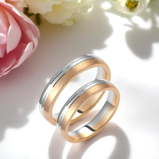 Two-Tone 4mm Wedding Bands Set
