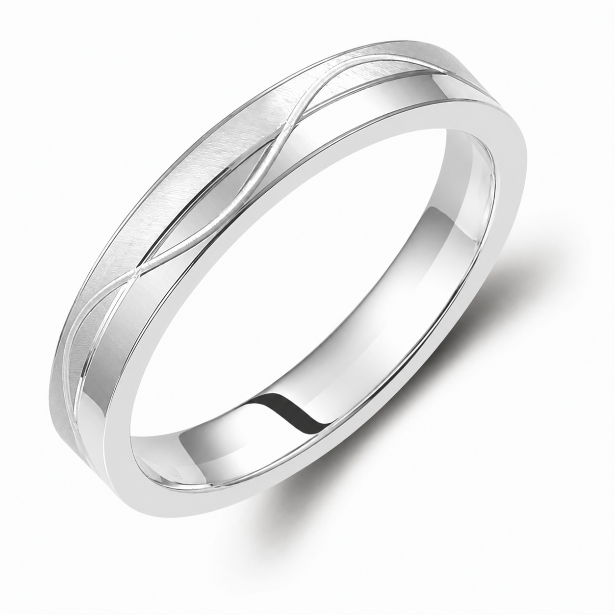Wavy Two-Tone 3.5mm Wedding Bands Set