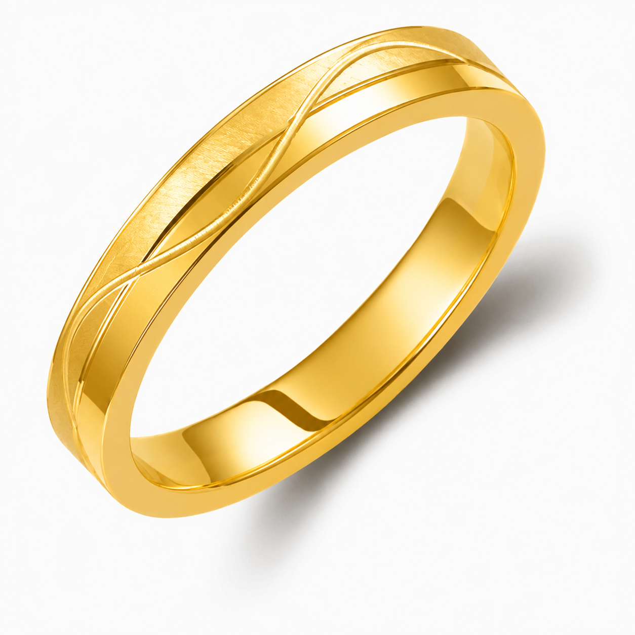 Wavy Two-Tone 3.5mm Wedding Bands Set