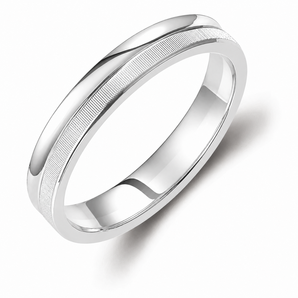 Ribbed Two-Tone 3.5mm Wedding Bands Set