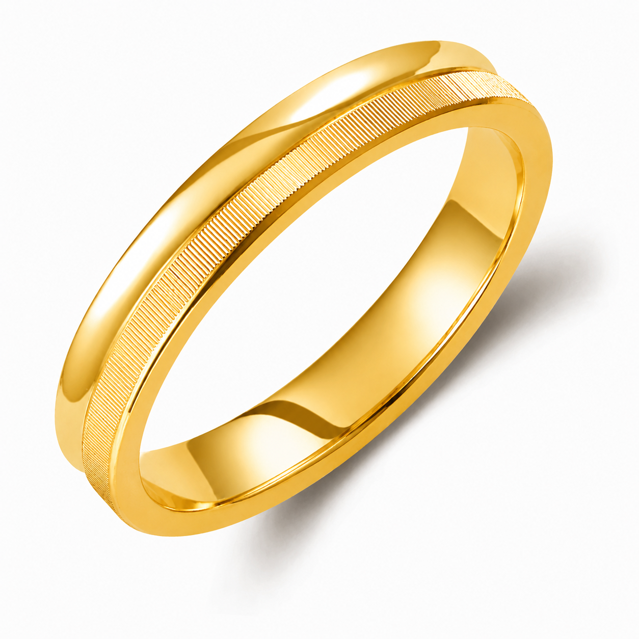 Ribbed Two-Tone 3.5mm Wedding Bands Set