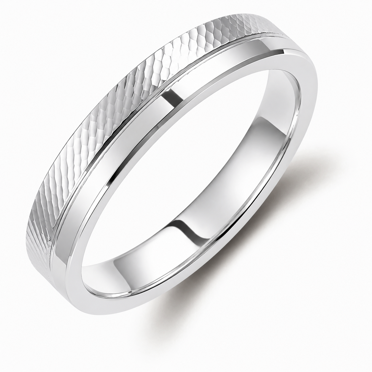 Hammered Two-Tone 3.5mm Wedding Bands Set
