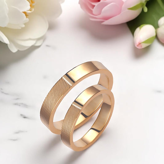 Ribbed 3.5mm Wedding Bands Set