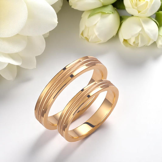 Glossy 3.5mm Wedding Bands Set