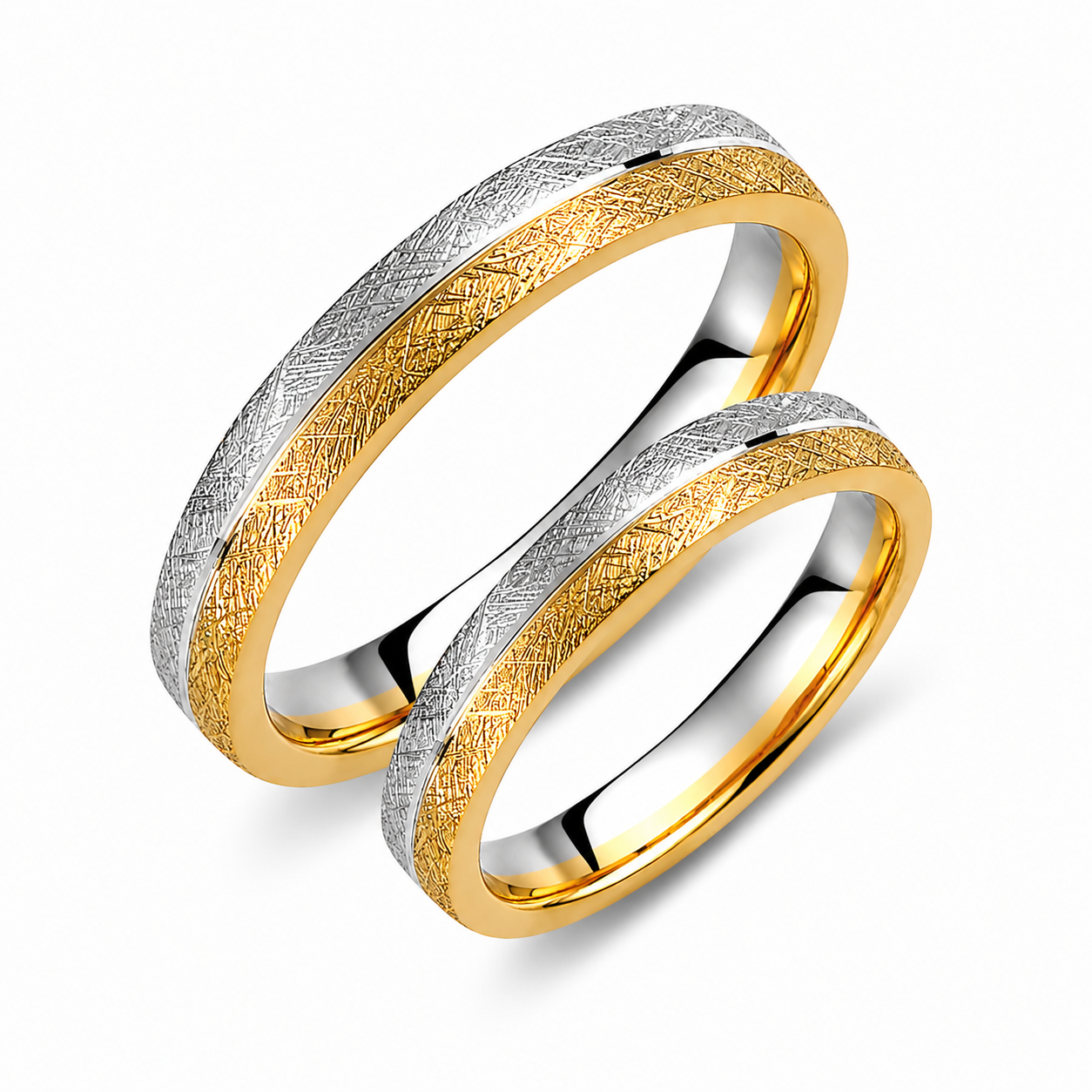 Two-Tone 3mm Wedding Bands Set