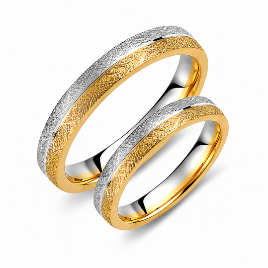 Two-Tone 3mm Wedding Bands Set