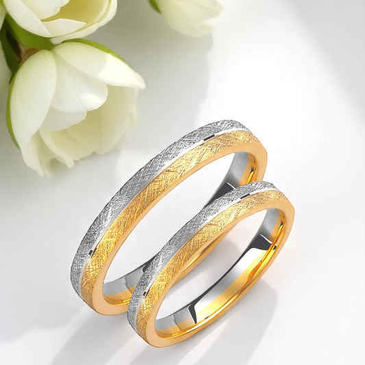 Two-Tone 3mm Wedding Bands Set