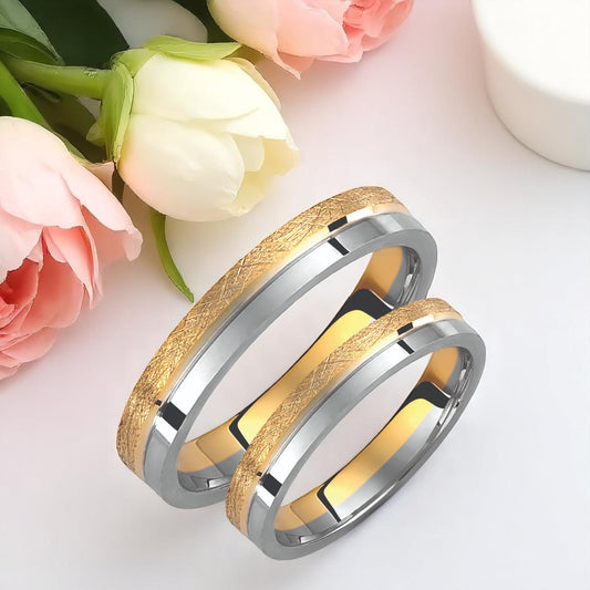 Two-Tone 3.5mm Wedding Bands Set