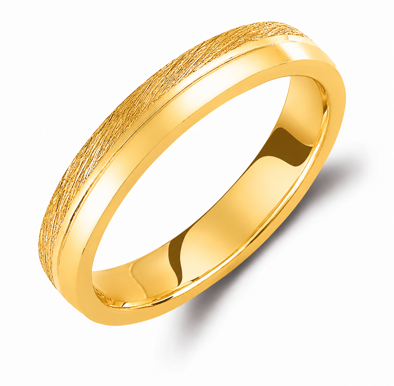 Textured Two-Tone 3.5mm Wedding Bands Set