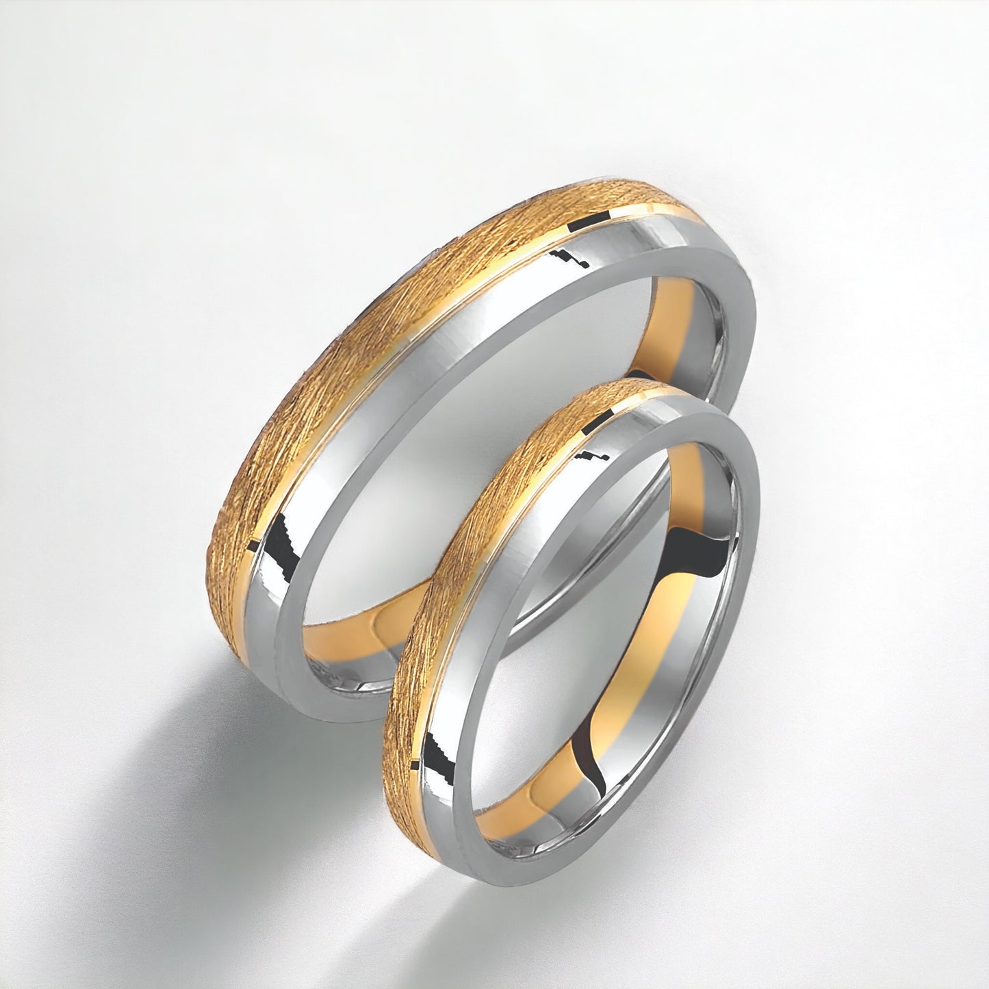 Textured Two-Tone 3.5mm Wedding Bands Set