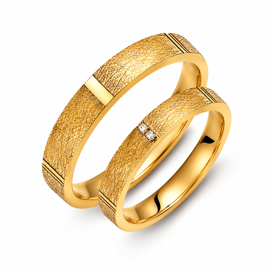Textured 3mm Diamond Wedding Bands Set