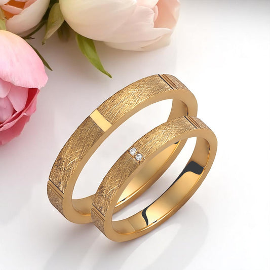 Textured 3mm Diamond Wedding Bands Set