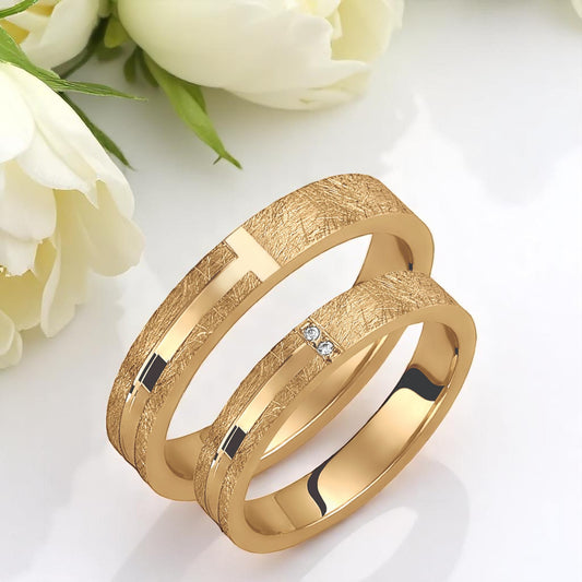 Textured 3.5mm Diamond Wedding Bands Set