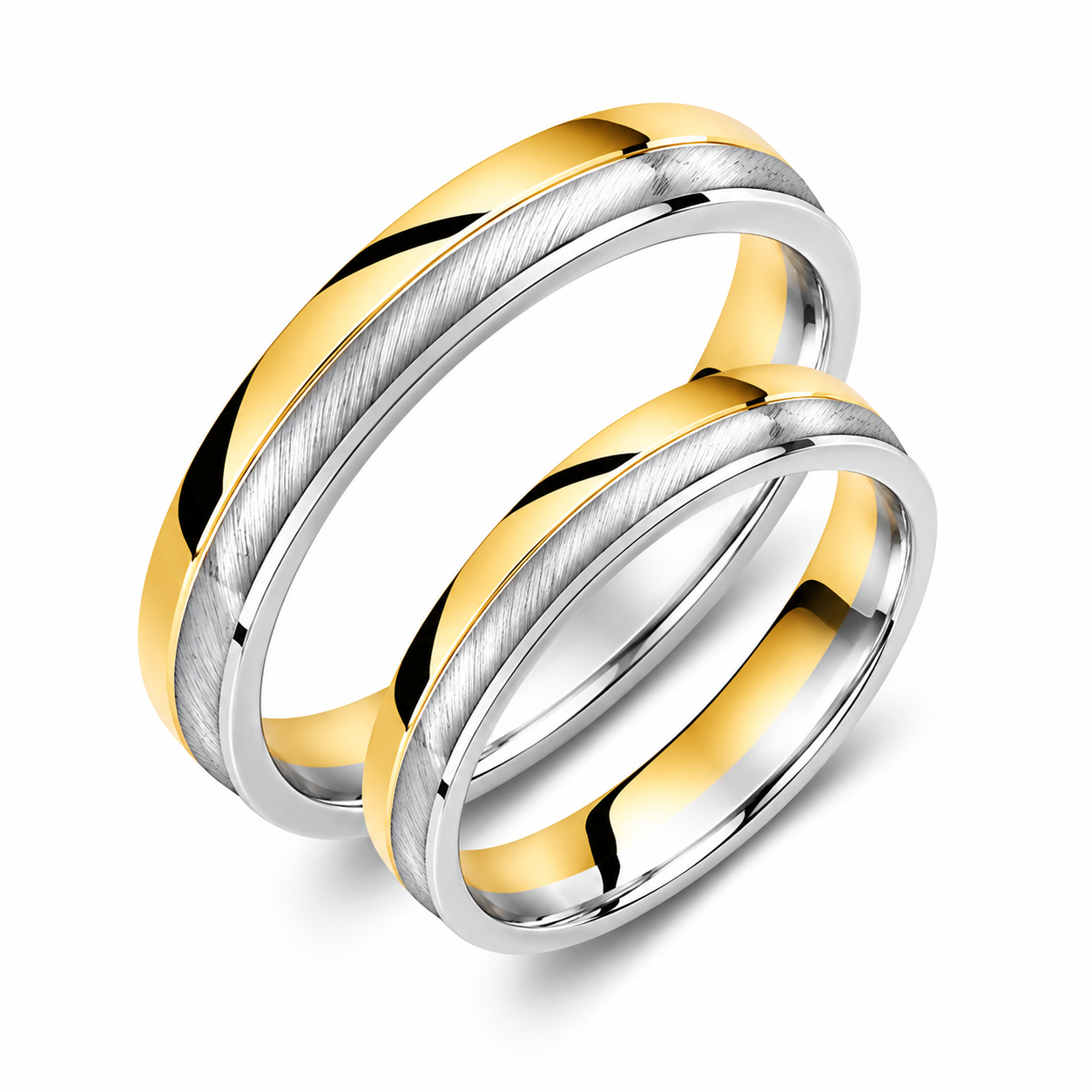 Two-Tone 3.5mm Wedding Bands Set