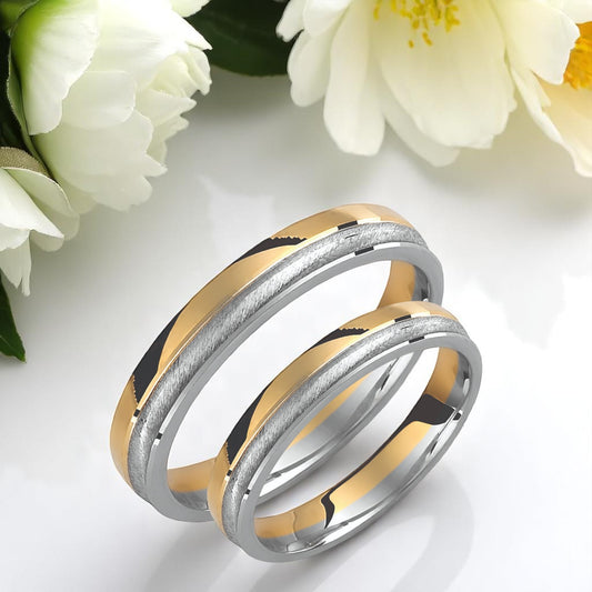 Two-Tone 3.5mm Wedding Bands Set