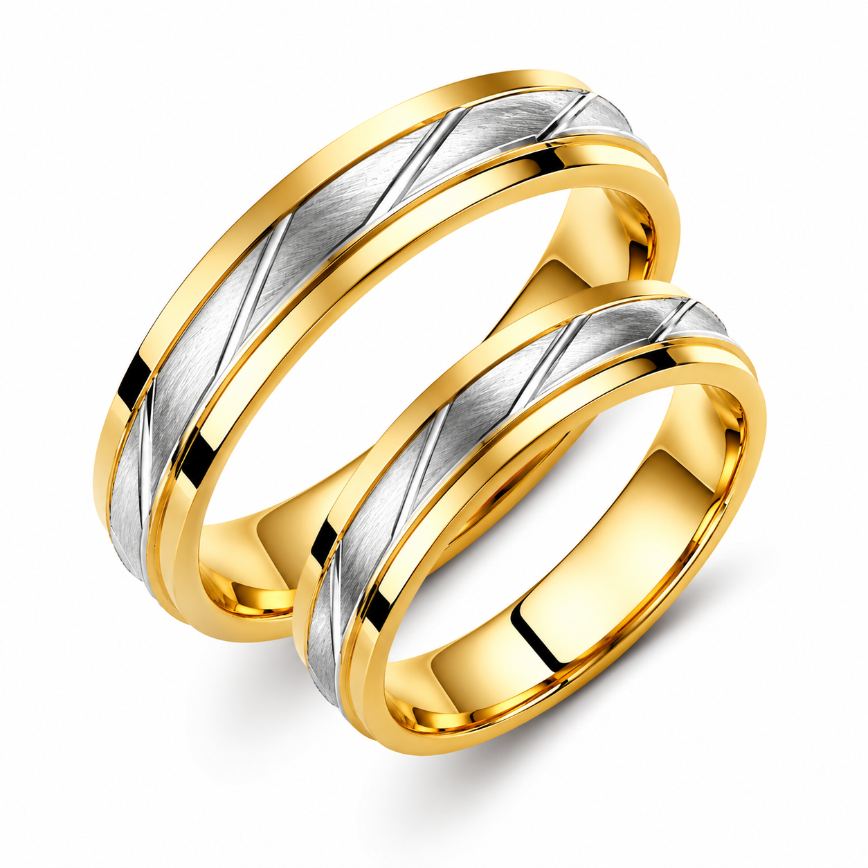 Two-Tone 3.5mm Wedding Bands Set