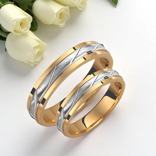 Two-Tone 3.5mm Wedding Bands Set