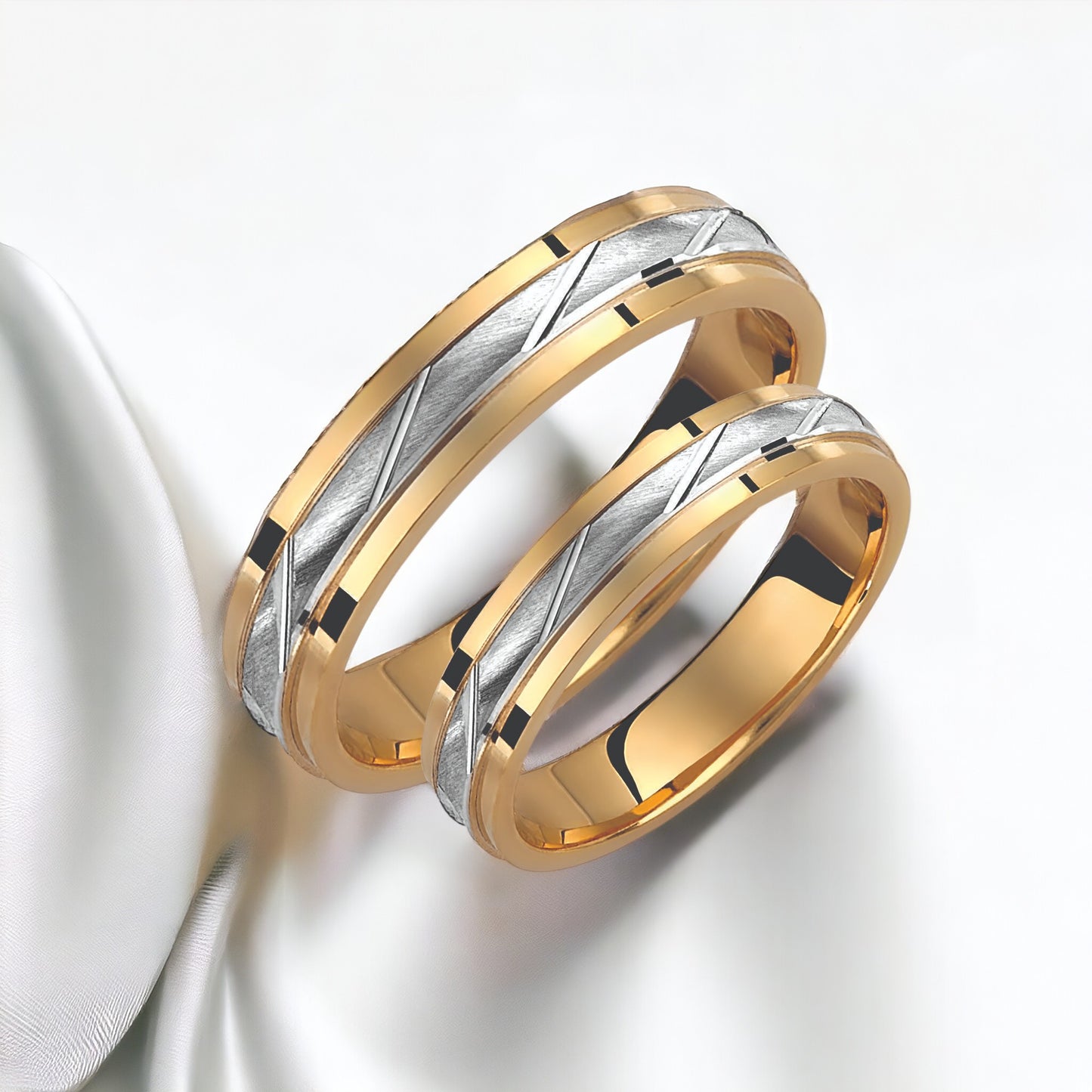 Two-Tone 3.5mm Wedding Bands Set