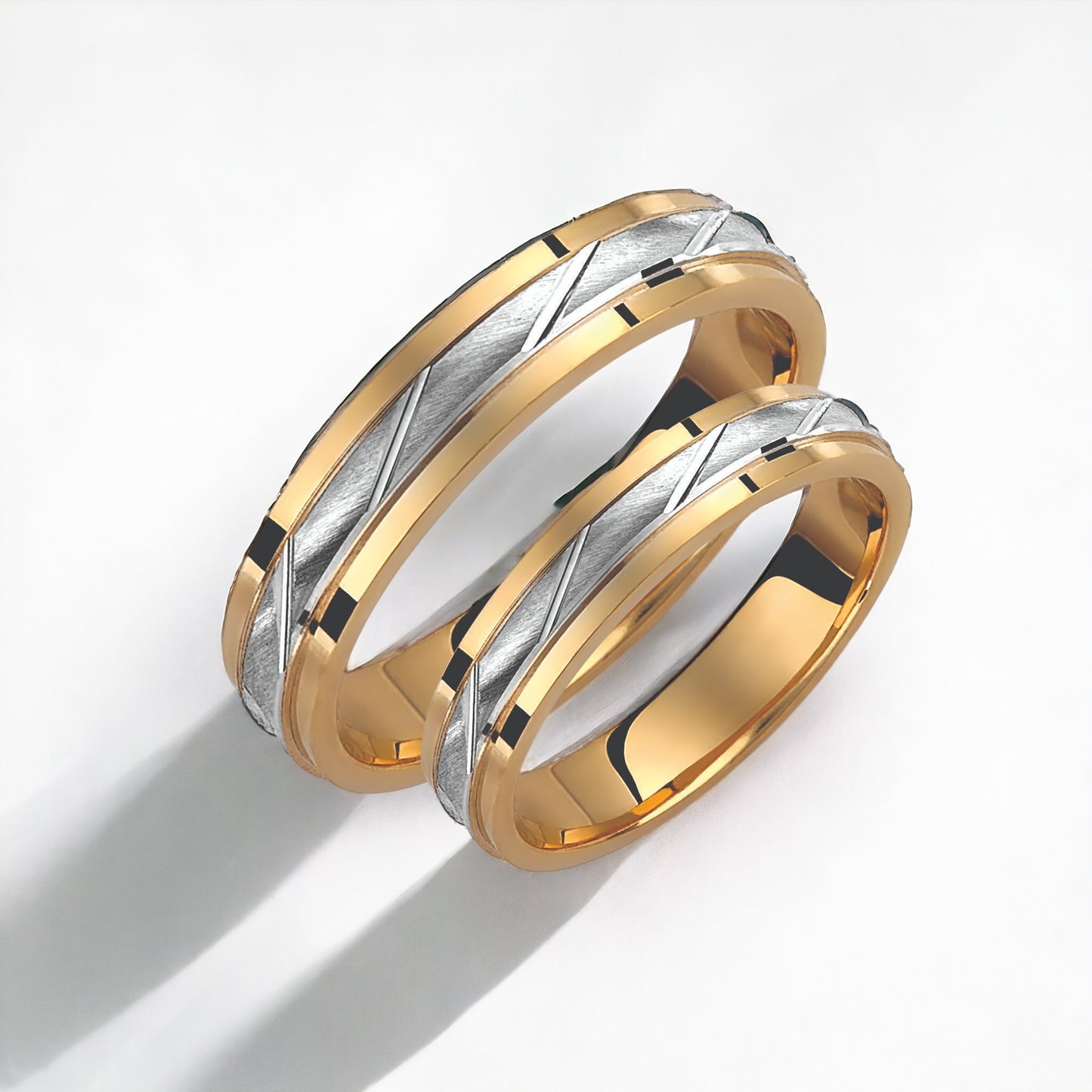 Two-Tone 3.5mm Wedding Bands Set