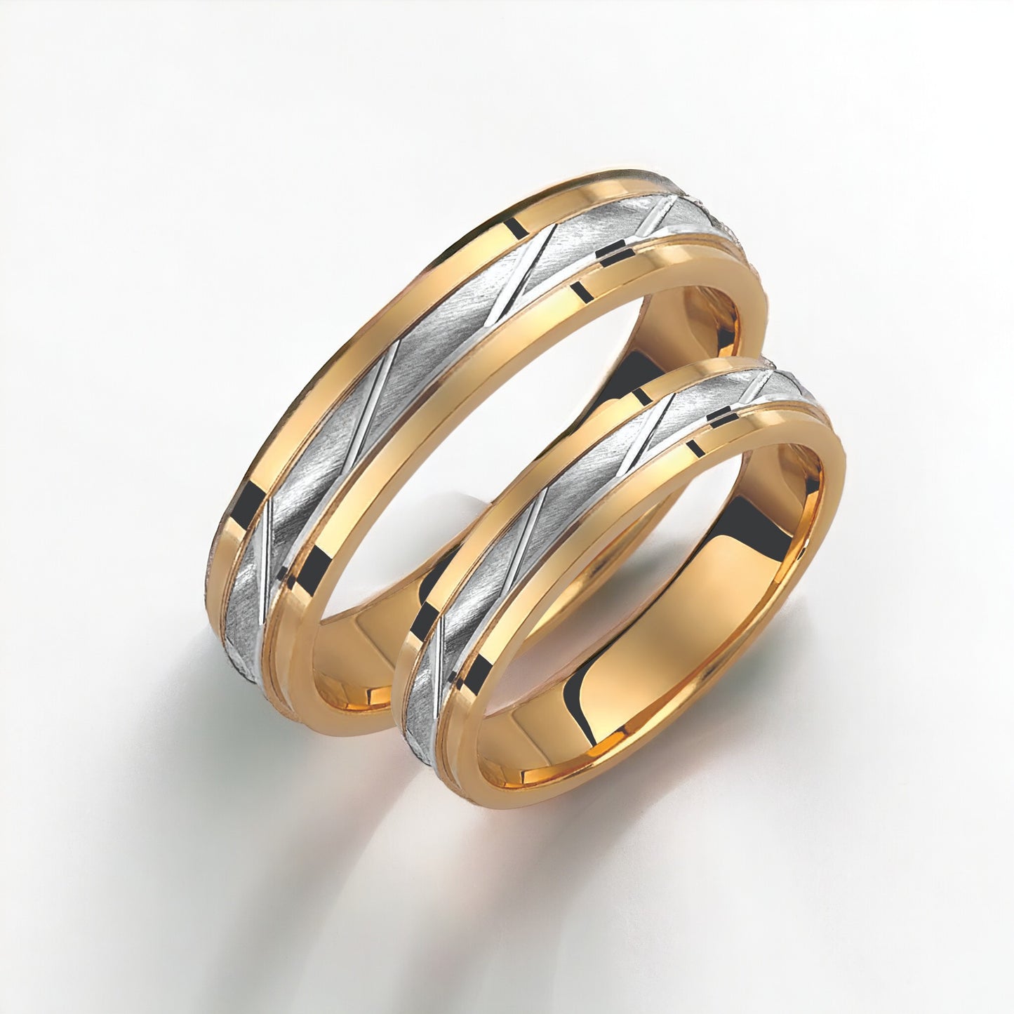 Two-Tone 3.5mm Wedding Bands Set