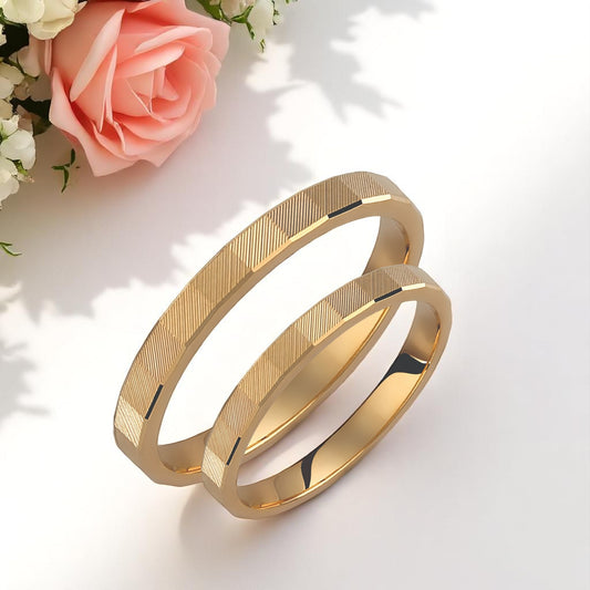 Ribbed 2.5mm Wedding Bands Set
