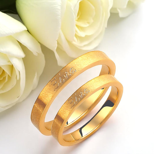 Engraved on the Outside 3.00mm Wedding Bands Set with a Brushed Finish