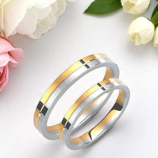 Two-Tone 3mm Wedding Bands Set