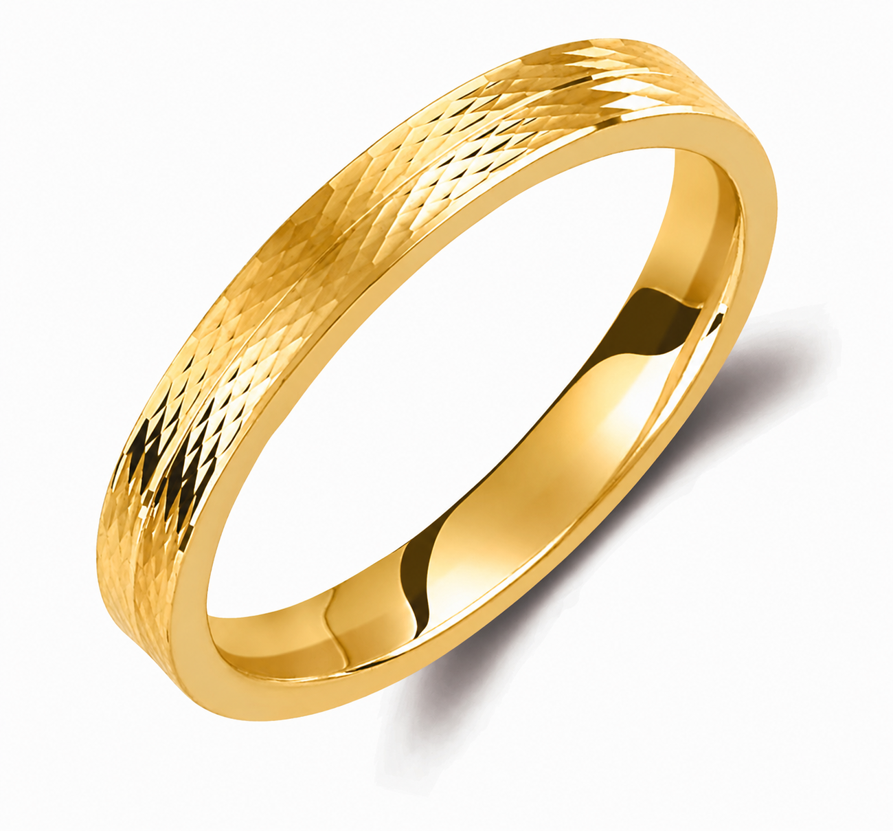 Hammered Two-Tone 3mm Wedding Bands Set