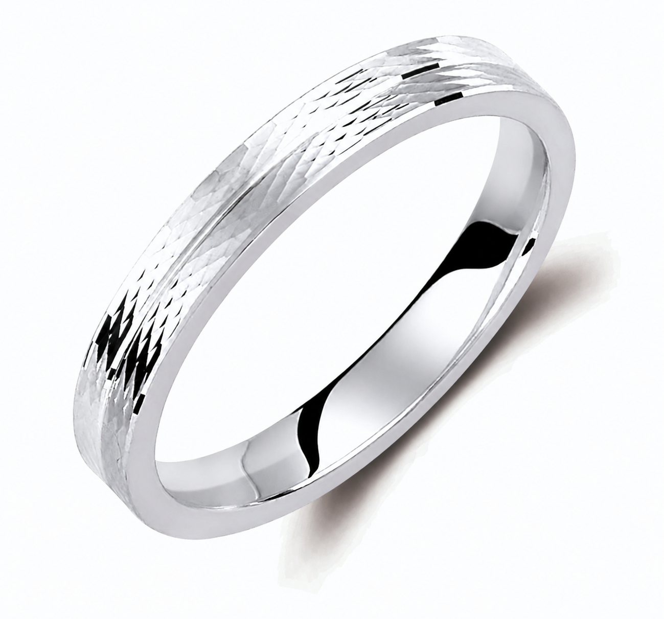 Hammered Two-Tone 3mm Wedding Bands Set
