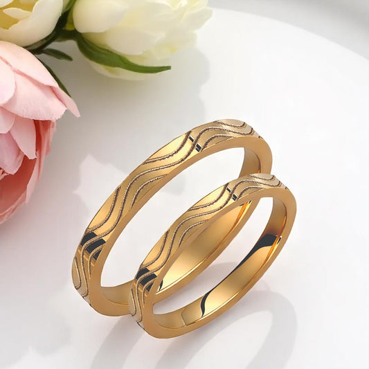 Wavy 2.5mm Wedding Bands Set