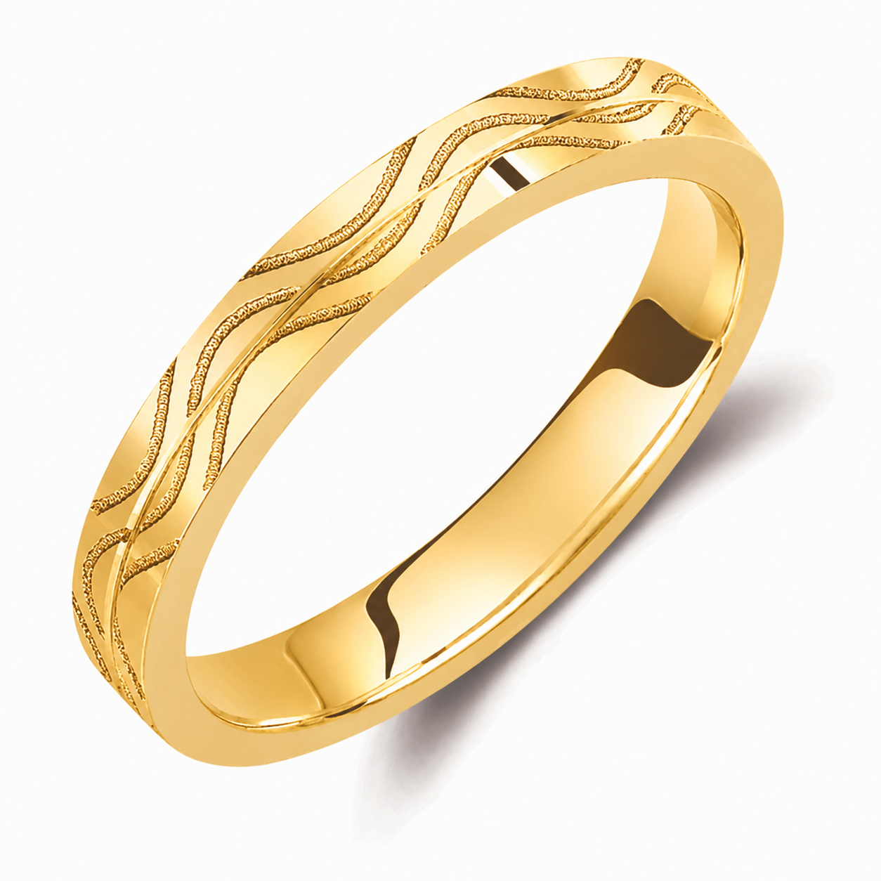 Wavy Two-Tone 3mm Wedding Bands Set