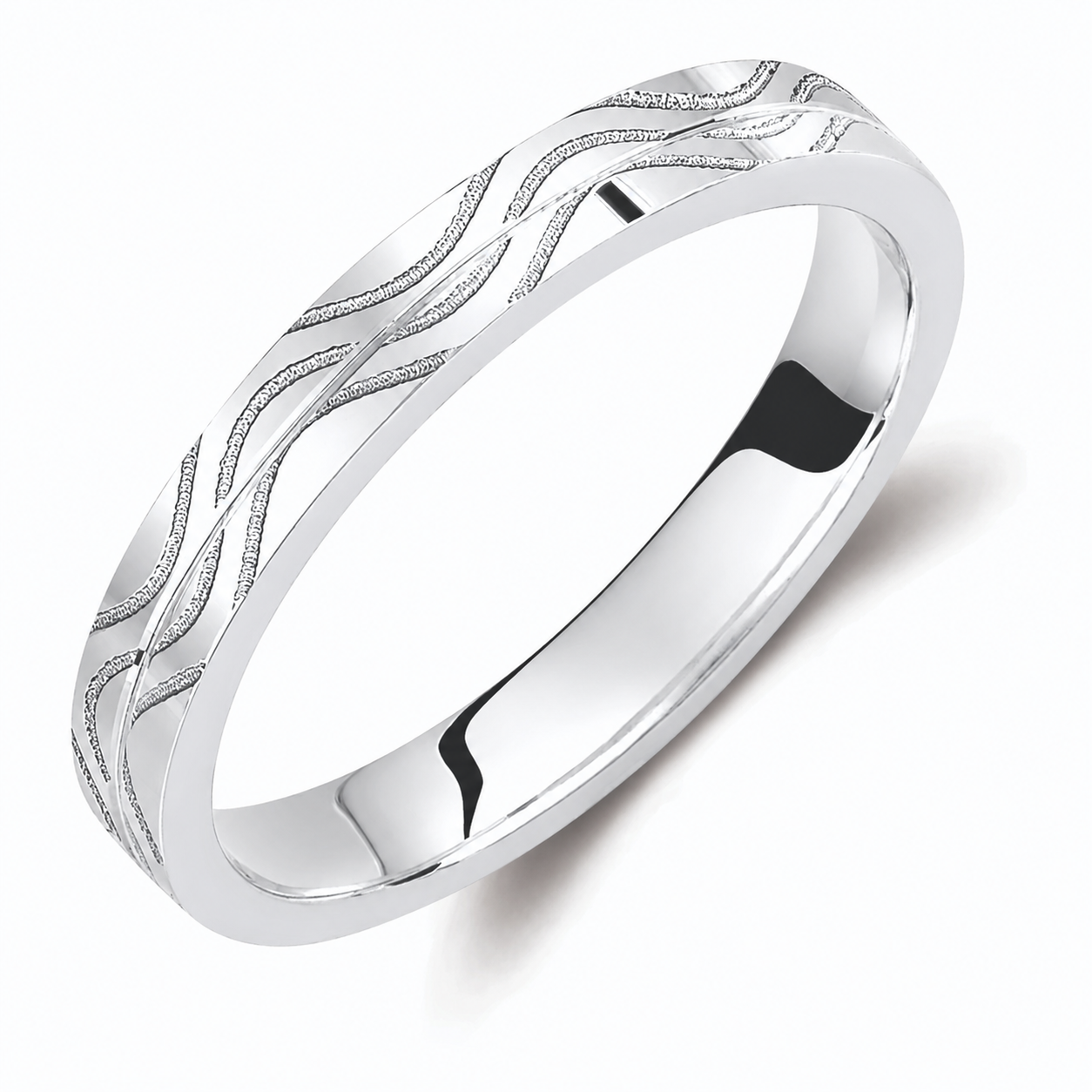 Wavy Two-Tone 3mm Wedding Bands Set