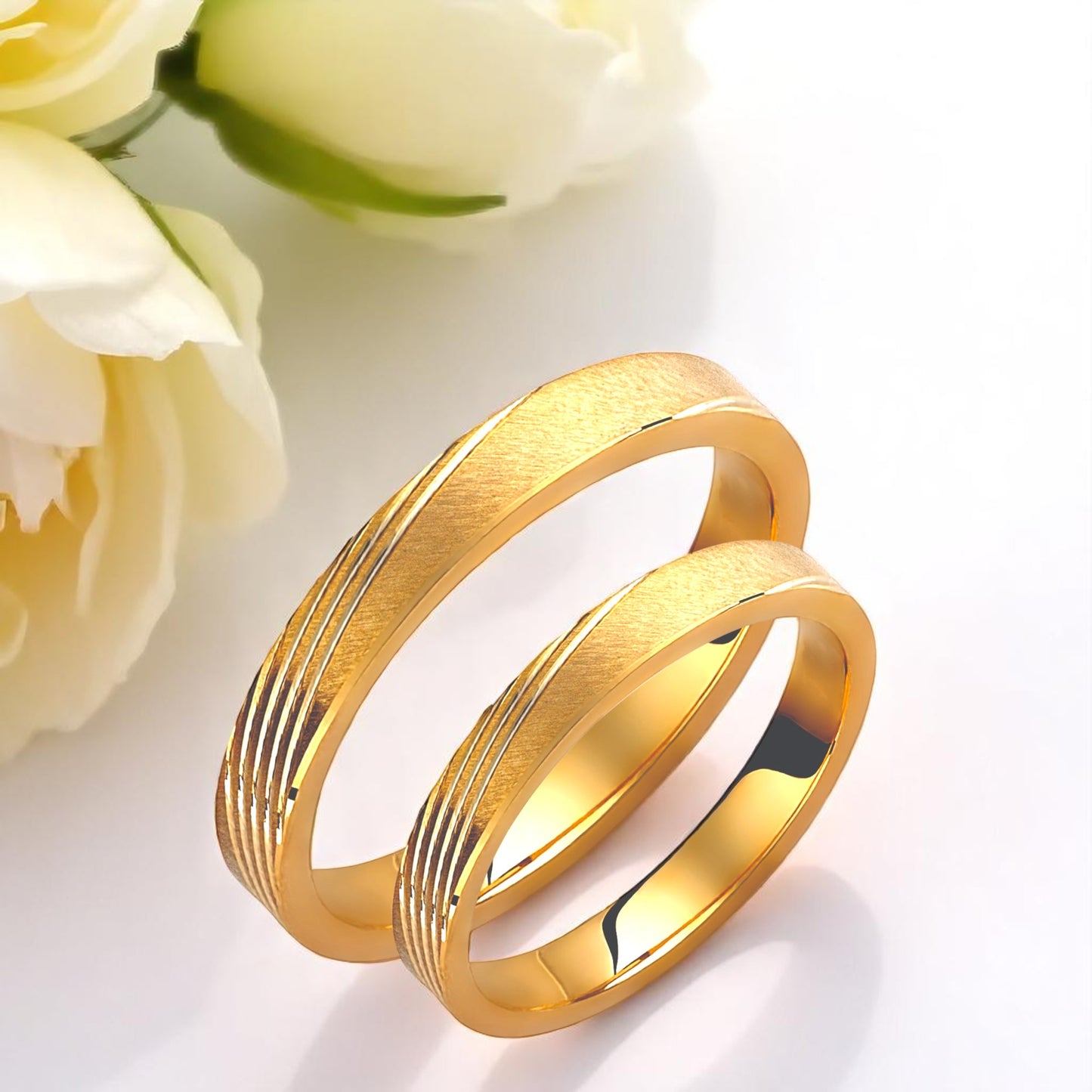 Brushed 3mm Wedding Bands Set